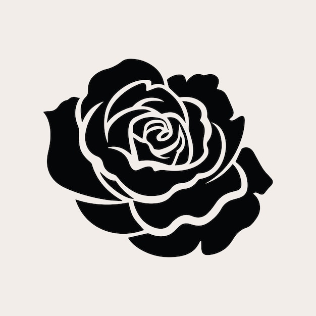 Emblema o icona del logo vettoriale Rose a un colore per il marchio aziendale Silhouette di fiori decorativi