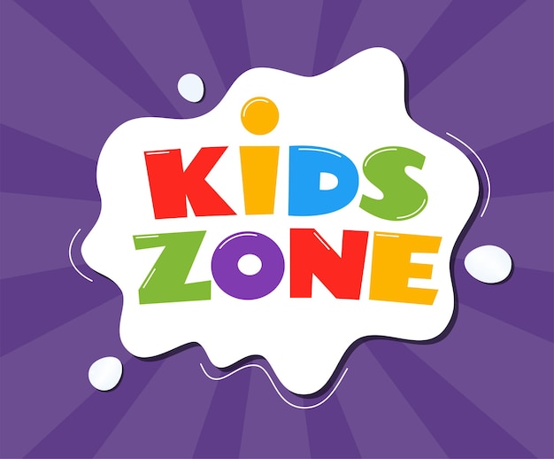 Emblema o logo della zona bambini per la stanza dei giochi per bambini Scritte annegate a mano nella zona bambini