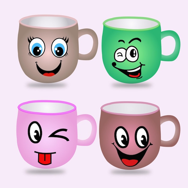 Emoji 3d tazza disegno vettoriale