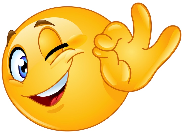 Vettore emoji con l'occhiolino che mostra un segno ok