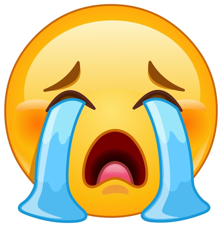 Vettore emoji con la faccia che piange forte
