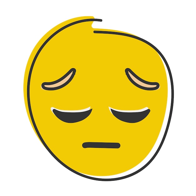 Emoji deluso Emoticon infelice faccia triste Emoticon in stile piatto disegnato a mano