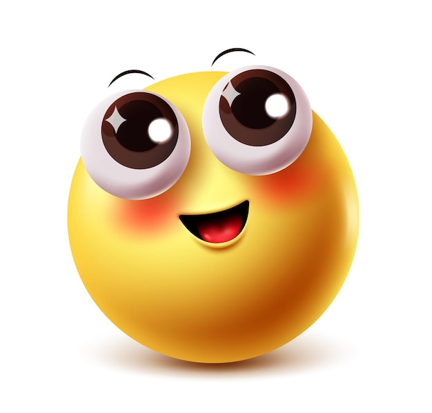 Emoji eccitato personaggio vettoriale Clipart emoticon in ottimista speranzoso positivo e felice facciale