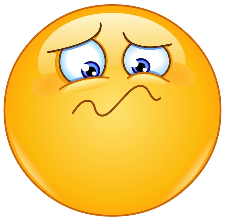 Vettore emoji emoticon non sentirsi bene triste scosso o inorridito
