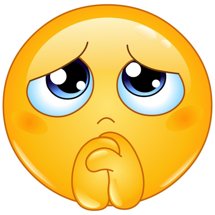 Vettore emoji implorando supplicando triste piangendo o pregando