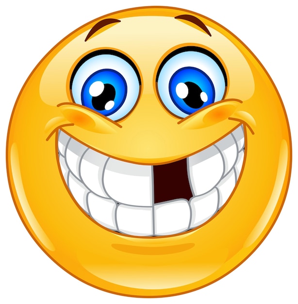 Emoji sorridente con un dente mancante