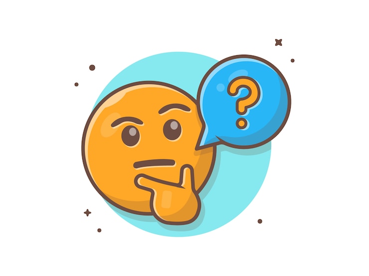 Vettore emotclip-art di pensiero e confuso del fronte con l'illustrazione di clipart di vettore del fumetto e del pollice di domanda