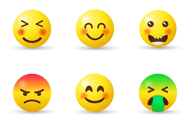 emoticon emoji con diverse reazioni per i social network