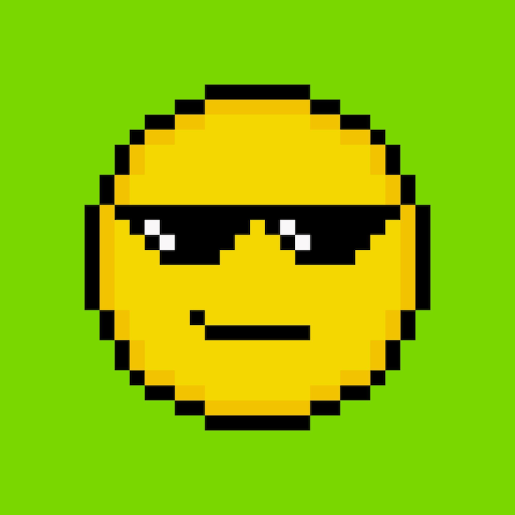 Vettore emoticon gialla in stile pixel art