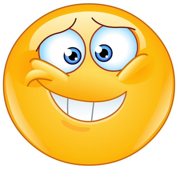 Emoticon imbarazzato con sorriso insicuro