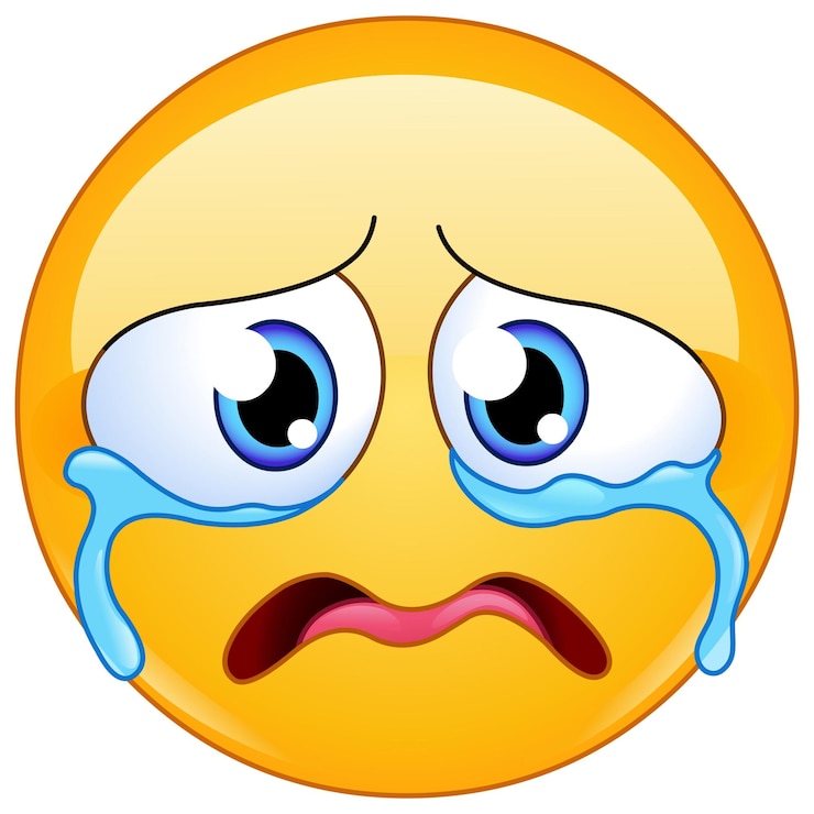 Vettore emoticon triste che piange amaramente