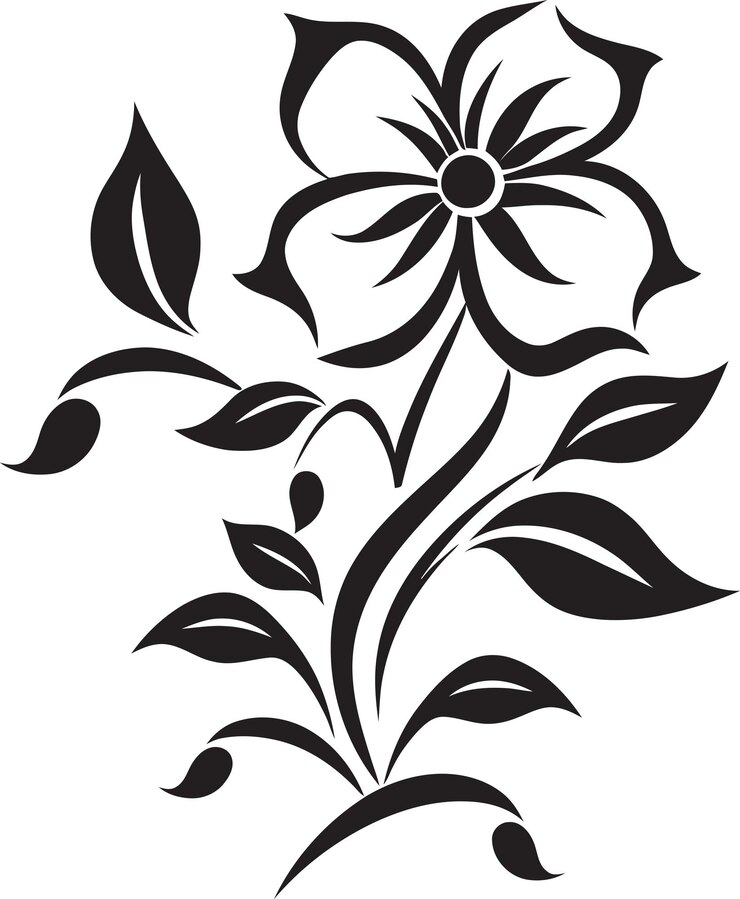 Enchanting Blooms Magical Vector Black Logo Icon con fiori fioriti Petali opulenti Fiori di lusso