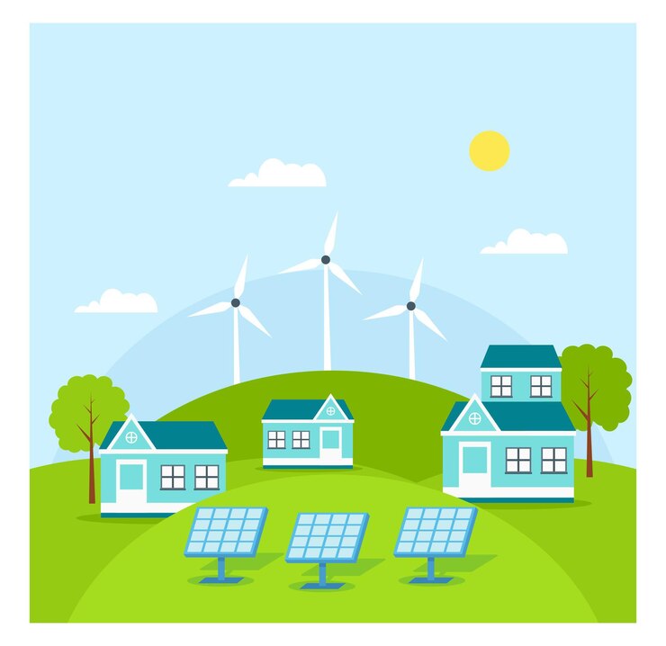 Energia del pannello solare Eco sul concetto di tetto piatto