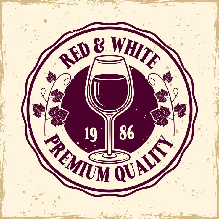 Enoteca vettore colorato rotondo emblema, etichetta, distintivo o logo in stile vintage su sfondo con texture grunge rimovibili