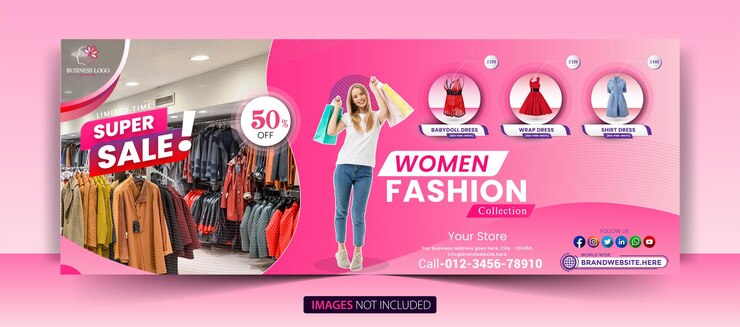 Eps di vettore completo del modello di progettazione della copertura di facebook della moda delle donne