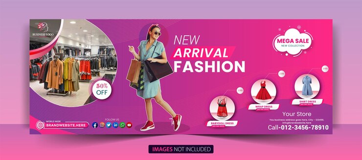 Eps di vettore completo del modello di progettazione della copertura di facebook della moda delle donne