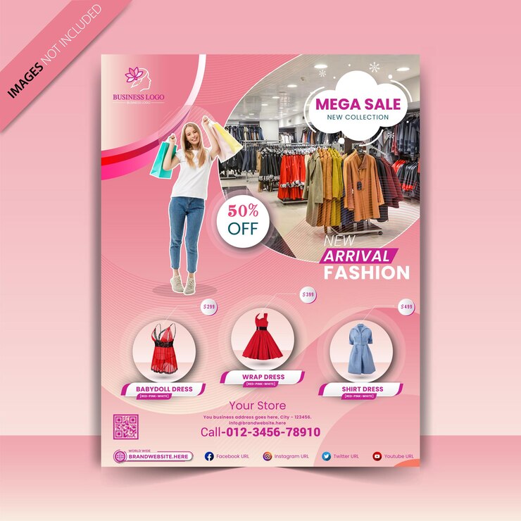 EPS vettoriale completo del modello di progettazione del volantino della carta intestata della moda delle donne