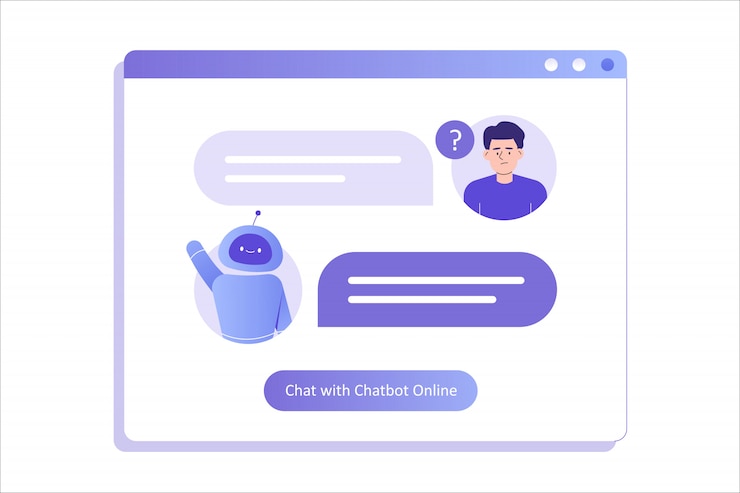 Vettore equipaggi la conversazione con il bot di chiacchierata in una grande interfaccia utente