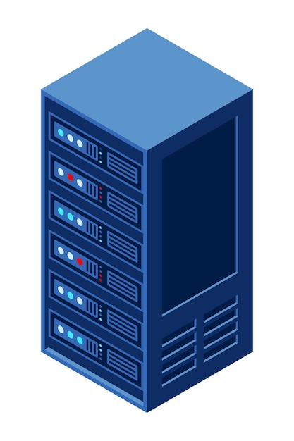 Equipaggiamento di server isometrico sfondo isolato Flat isometrico illustrazione 3d cloud server Datacenter storage Tecnologia isometrica