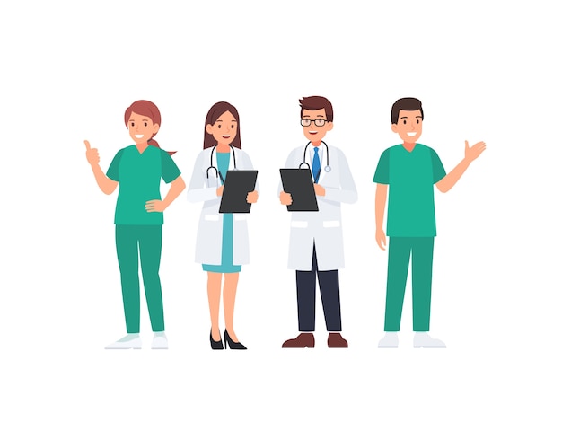 Equipe medica in uniforme