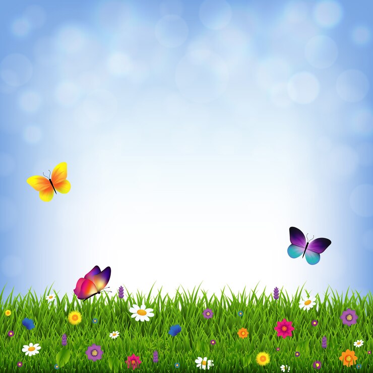 Erba E Fiori Con Gradiente Maglie, Illustrazione