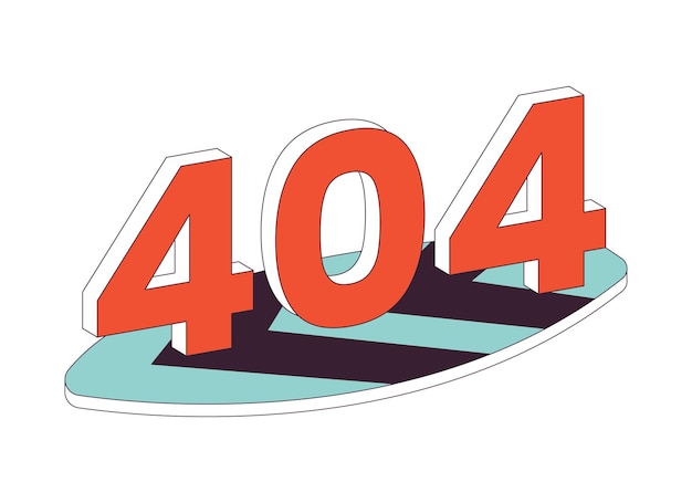 Errore retro surfboard 404 messaggio flash ricreazione estiva all'antica Sport acquatici Stato vuoto UI design Pagina non trovata immagine cartone animato popup Vector concetto di illustrazione piatta su sfondo bianco