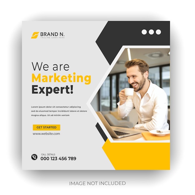 Esperto di marketing aziendale e modello di progettazione di post sui social media o banner web