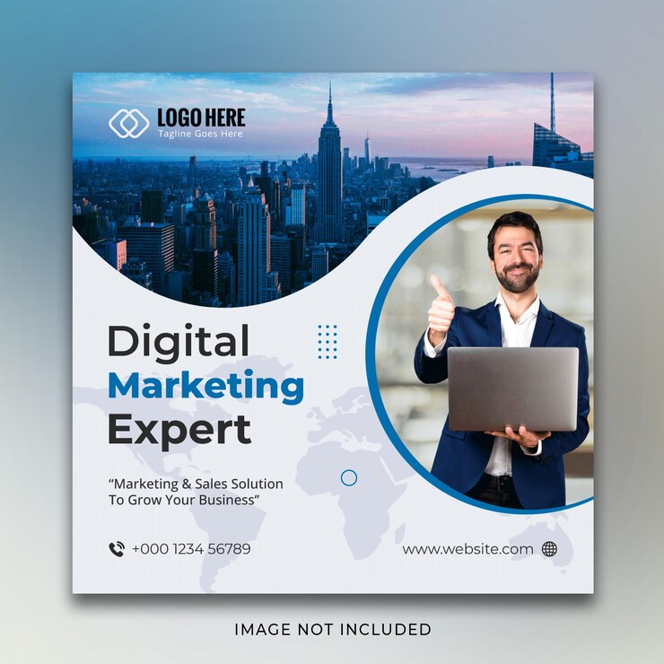 esperto di marketing digitale e modello di post sui social media aziendali