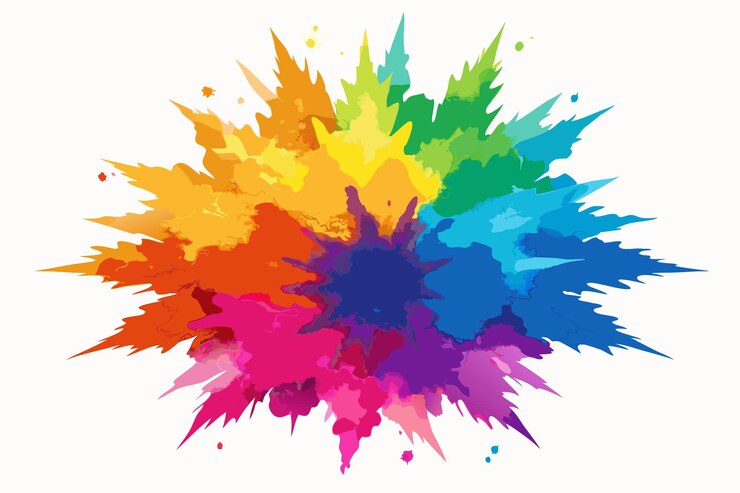 Vettore esplosione di polvere colorata isolata su uno sfondo bianco