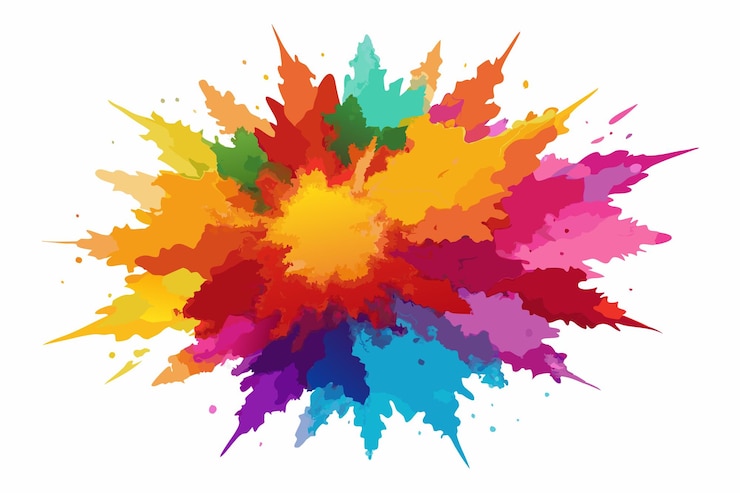 Vettore esplosione di polvere colorata isolata su uno sfondo bianco