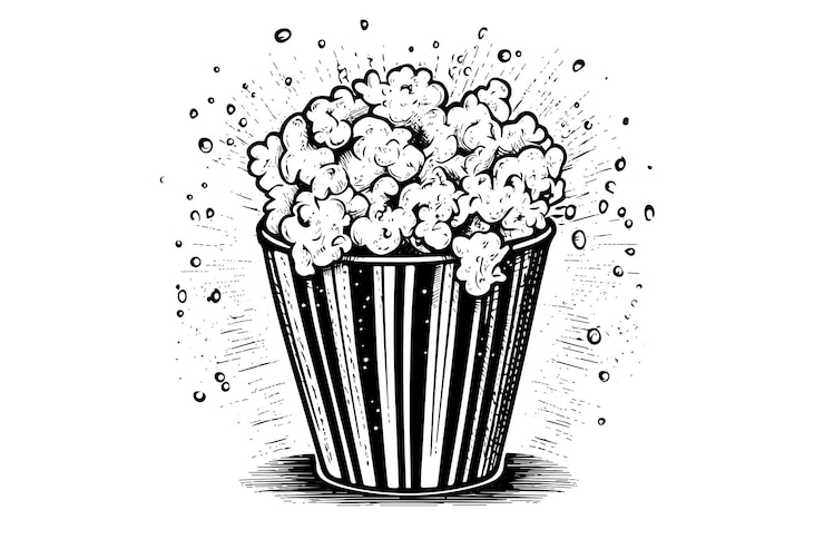 Vettore esplosione di popcorn incisione inchiostro vettore illustrazione linea arte