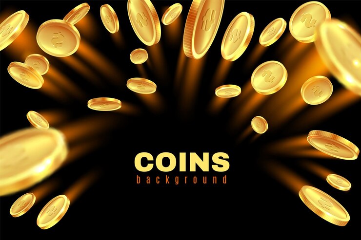 Vettore esplosione moneta d'oro dollaro monete pioggia d'oro gioco gioco d'azzardo premio schizzi di denaro casinò jackpot bingo sfondo isolato su nero cornice di lusso quadrata con copia spazio illustrazione vettoriale
