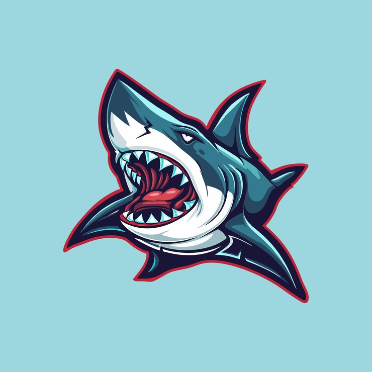 Vettore esports squalo selvaggio megalodon testa mascotte vettoriale illustrazione logo icona sfondo