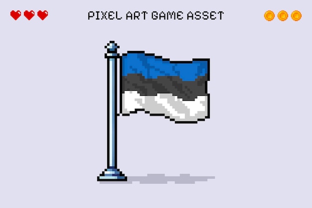 Estonia bandiera pixel art retro videogioco 2d asset illustrazione vettoriale isolato paese euro nazione