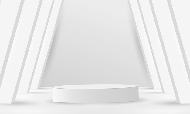 Estratto bianco dell'esposizione del prodotto del piedistallo del podio su fondo bianco 3d
