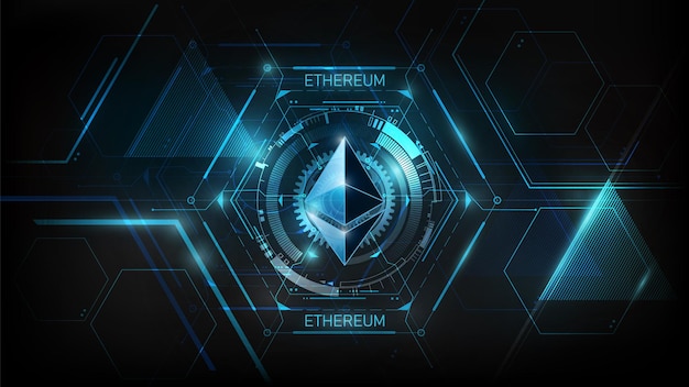 Ethereum valuta digitale futuristico denaro digitale NFT tecnologia blu concetto di rete mondiale