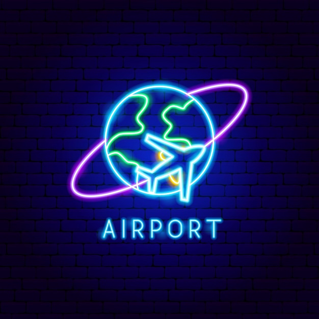 Etichetta al neon dell'aeroporto