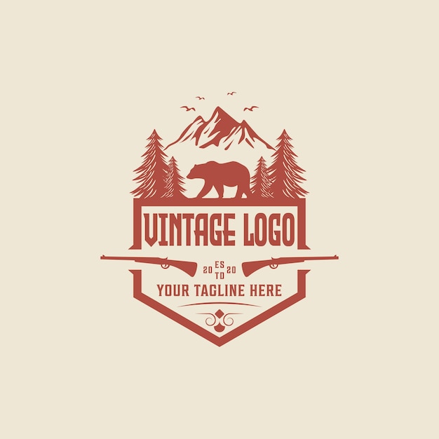 Etichetta da caccia vintage con logo vettoriale distintivo vintage retrò