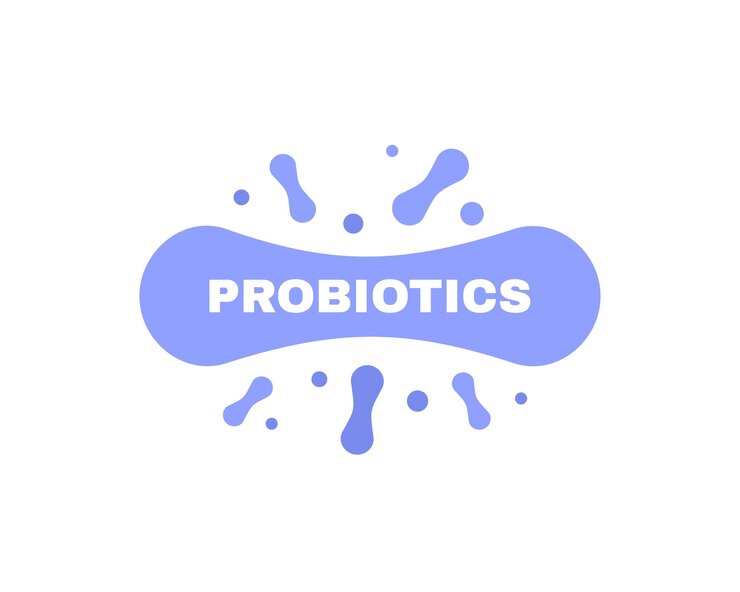 Vettore etichetta dei batteri probiotici logo design ingrediente nutritivo sano per scopi terapeutici illustrazione vettoriale