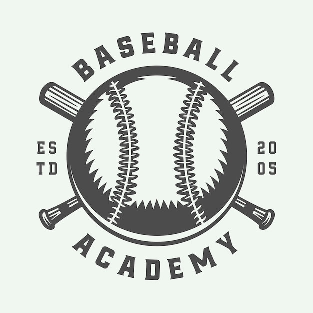 Etichetta del marchio distintivo dell'emblema del logo dello sport di baseball dell'annata Monochr