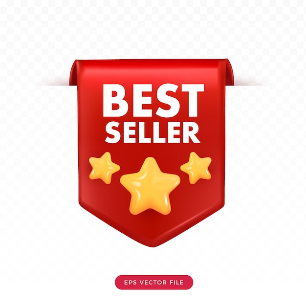 etichetta dell'etichetta del best seller 3d stile di rendering del fumetto 3d