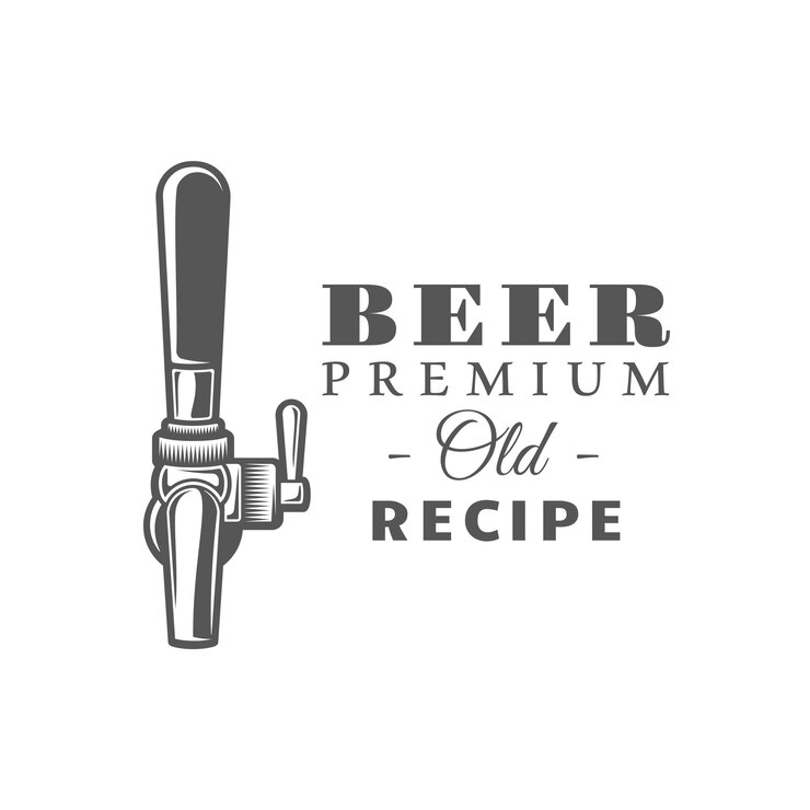 Etichetta della birra isolata su priorità bassa bianca. Elemento di design. Illustrazione vettoriale