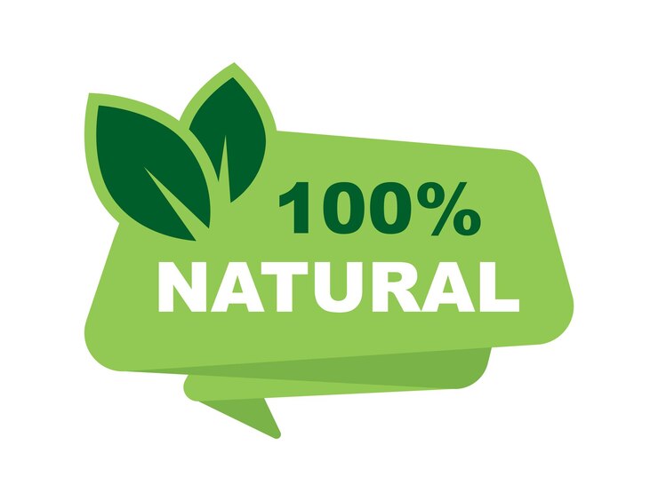Etichetta di prodotto naturale 100% naturale Simbolo biologico eco e bio Icona cibo sano Illustrazione vettoriale