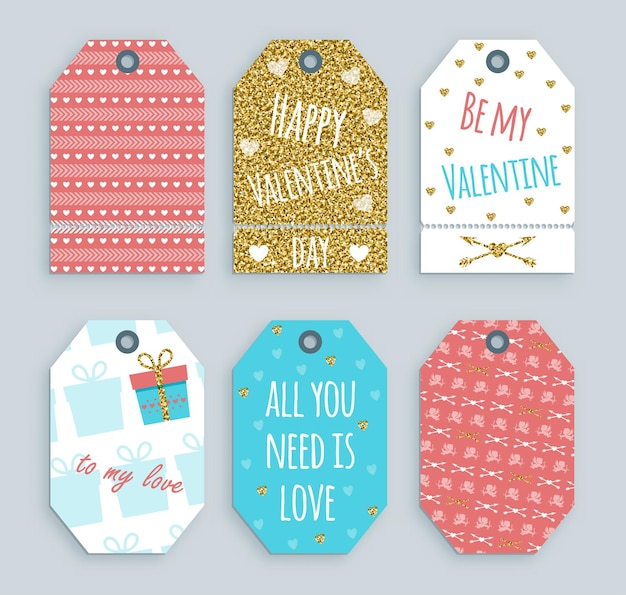 Etichetta di San Valentino con ornamenti d'oro