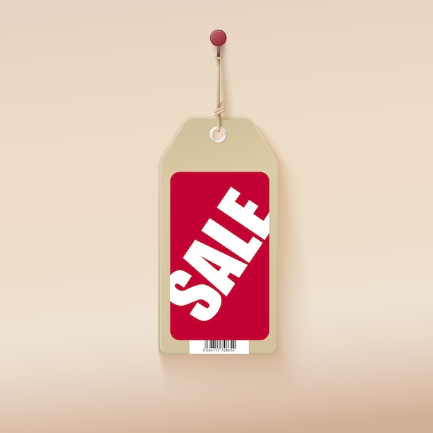 Etichetta di vendita sul beige