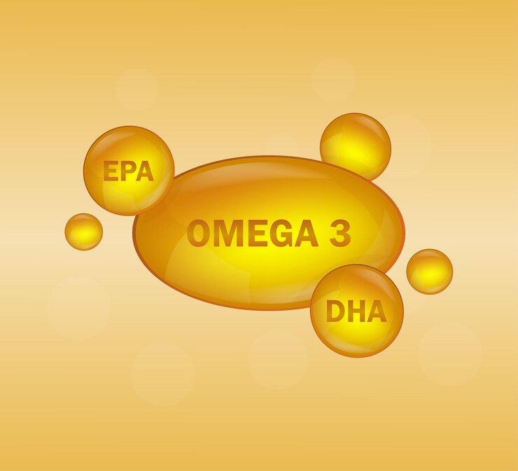 Vettore etichetta dorata omega 3 sull'arancione