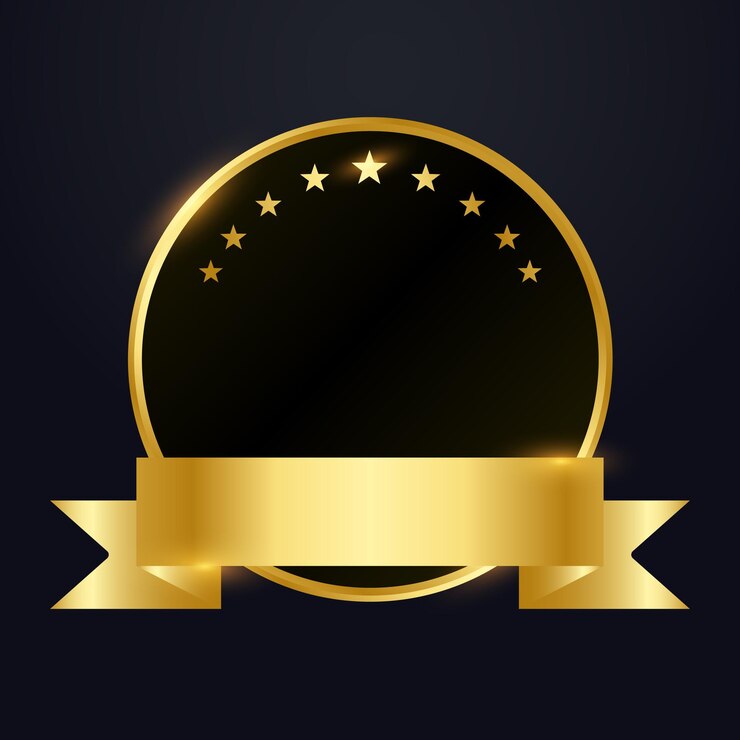 Etichetta dorata vettore stile elegante con sfondo nero perfetto per la promozione sui social media