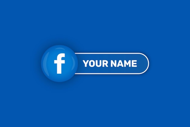 Etichetta lucida dell'icona di Facebook con banner del nome utente Vettore Premium
