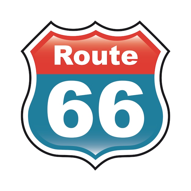 etichetta route 66 su sfondo bianco illustrazione vettoriale