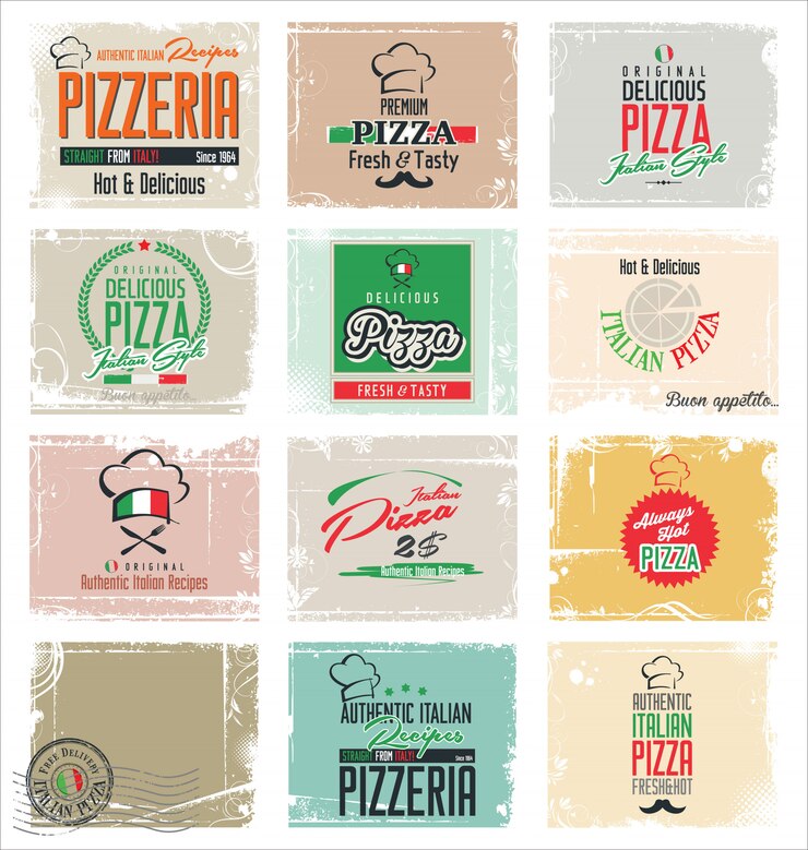 Vettore etichette per pizza